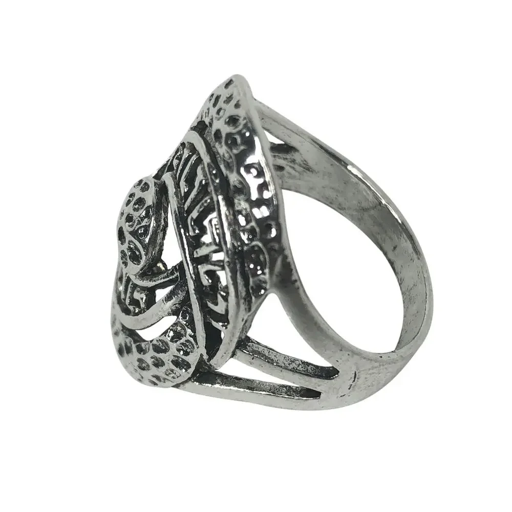 Long Boho Silver Ring - Size 10